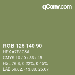 Farbcode: RGB 126 140 90 | qconv.com