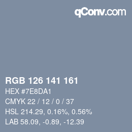 Color code: RGB 126 141 161 | qconv.com