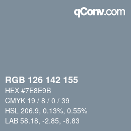颜色代码: RGB 126 142 155 | qconv.com