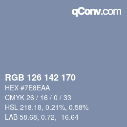 カラーコード: RGB 126 142 170 | qconv.com