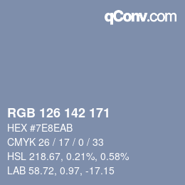 Código de color: RGB 126 142 171 | qconv.com