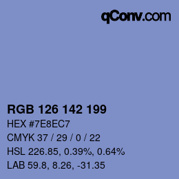 Color code: RGB 126 142 199 | qconv.com