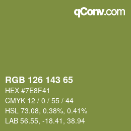 Farbcode: RGB 126 143 65 | qconv.com