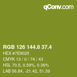 カラーコード: RGB 126 144.8 37.4 | qconv.com