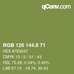 カラーコード: RGB 126 144.8 71 | qconv.com