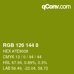 Color code: RGB 126 144 8 | qconv.com