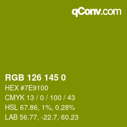 Color code: RGB 126 145 0 | qconv.com