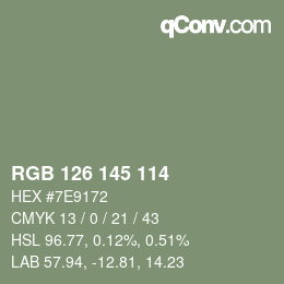 カラーコード: RGB 126 145 114 | qconv.com