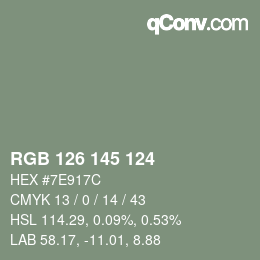 カラーコード: RGB 126 145 124 | qconv.com
