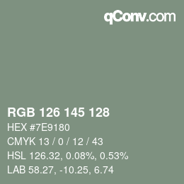Farbcode: RGB 126 145 128 | qconv.com