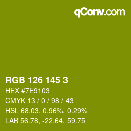 Color code: RGB 126 145 3 | qconv.com