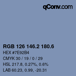 カラーコード: RGB 126 146.2 180.6 | qconv.com