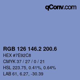 カラーコード: RGB 126 146.2 200.6 | qconv.com