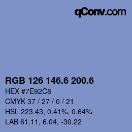 カラーコード: RGB 126 146.6 200.6 | qconv.com