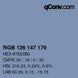 Color code: RGB 126 147 179 | qconv.com