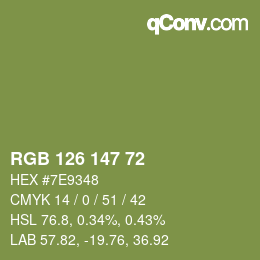 颜色代码: RGB 126 147 72 | qconv.com