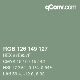 Color code: RGB 126 149 127 | qconv.com