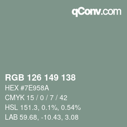 颜色代码: RGB 126 149 138 | qconv.com