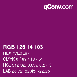 Color code: RGB 126 14 103 | qconv.com
