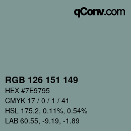 Color code: RGB 126 151 149 | qconv.com