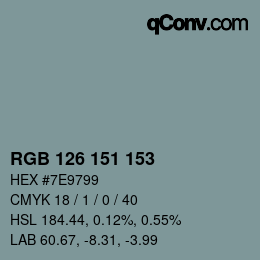 カラーコード: RGB 126 151 153 | qconv.com