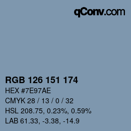 Color code: RGB 126 151 174 | qconv.com