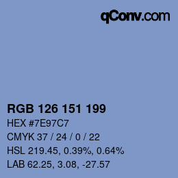 Color code: RGB 126 151 199 | qconv.com