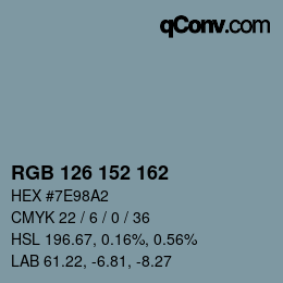 Color code: RGB 126 152 162 | qconv.com