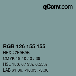 Farbcode: RGB 126 155 155 | qconv.com