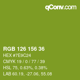 カラーコード: RGB 126 156 36 | qconv.com