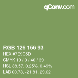 Código de color: RGB 126 156 93 | qconv.com