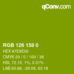 Color code: RGB 126 158 0 | qconv.com