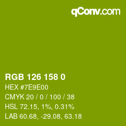 Color code: RGB 126 158 0 | qconv.com