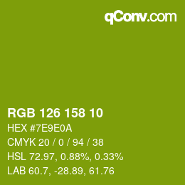 Color code: RGB 126 158 10 | qconv.com