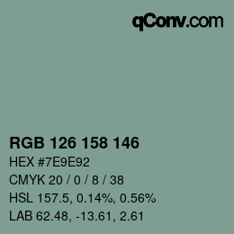 Farbcode: RGB 126 158 146 | qconv.com