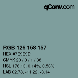 Código de color: RGB 126 158 157 | qconv.com
