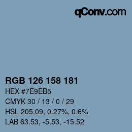 颜色代码: RGB 126 158 181 | qconv.com
