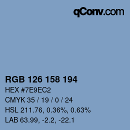 Color code: RGB 126 158 194 | qconv.com