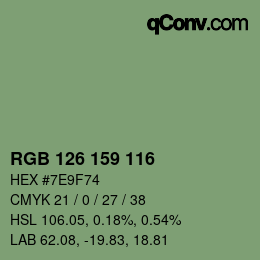 Farbcode: RGB 126 159 116 | qconv.com