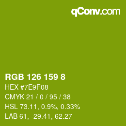 Color code: RGB 126 159 8 | qconv.com