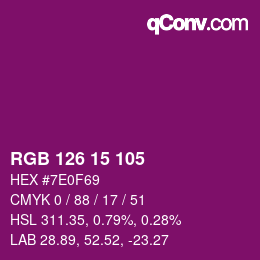 Color code: RGB 126 15 105 | qconv.com