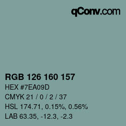 Color code: RGB 126 160 157 | qconv.com