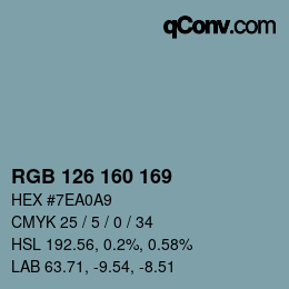 Color code: RGB 126 160 169 | qconv.com