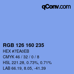 Color code: RGB 126 160 235 | qconv.com