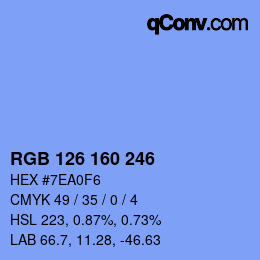 Color code: RGB 126 160 246 | qconv.com