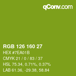 カラーコード: RGB 126 160 27 | qconv.com