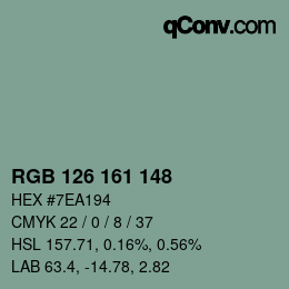 Código de color: RGB 126 161 148 | qconv.com