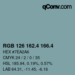 カラーコード: RGB 126 162.4 166.4 | qconv.com