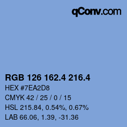 カラーコード: RGB 126 162.4 216.4 | qconv.com