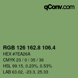 カラーコード: RGB 126 162.8 106.4 | qconv.com